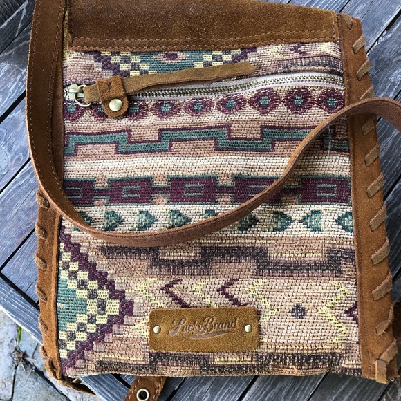 Lucky brand suede fleetwood crossbody southwestern pattern - Picture 5 of 9